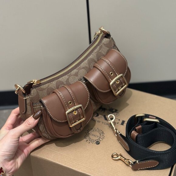 Coach Monogram Double Pocket Underarm Bag - Picture 2 of 7